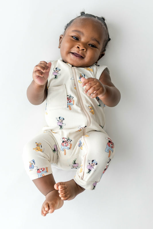 Zippered Sleeveless Romper in Mickey Mouse and Friends | Kyte Baby