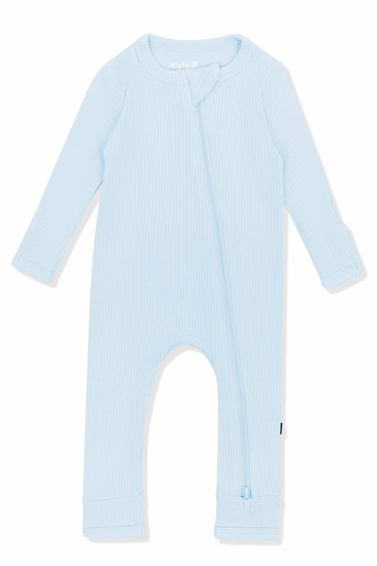 Ribbed Zipper Romper in Breeze | Kyte Baby