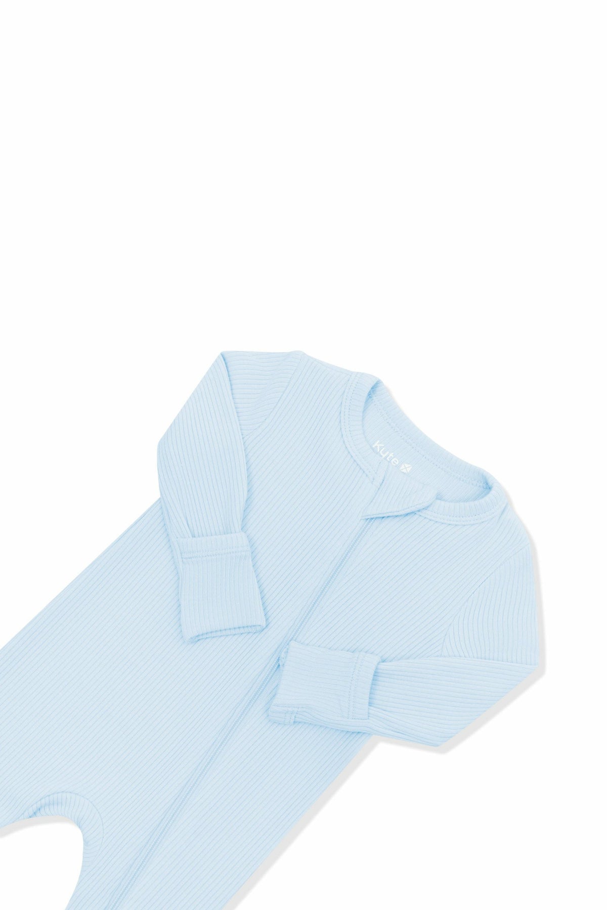 Ribbed Zipper Romper in Breeze | Kyte Baby