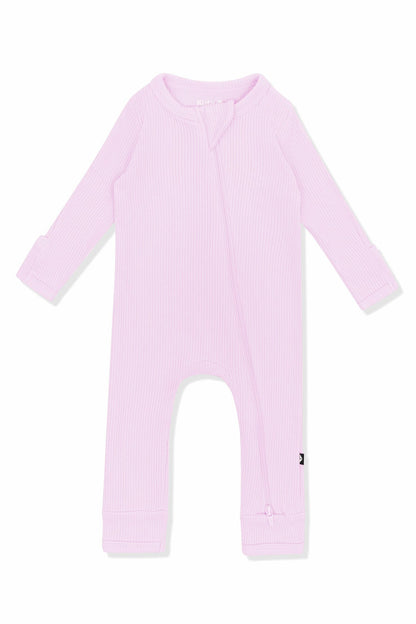Ribbed Zipper Romper in Thistle | Kyte Baby