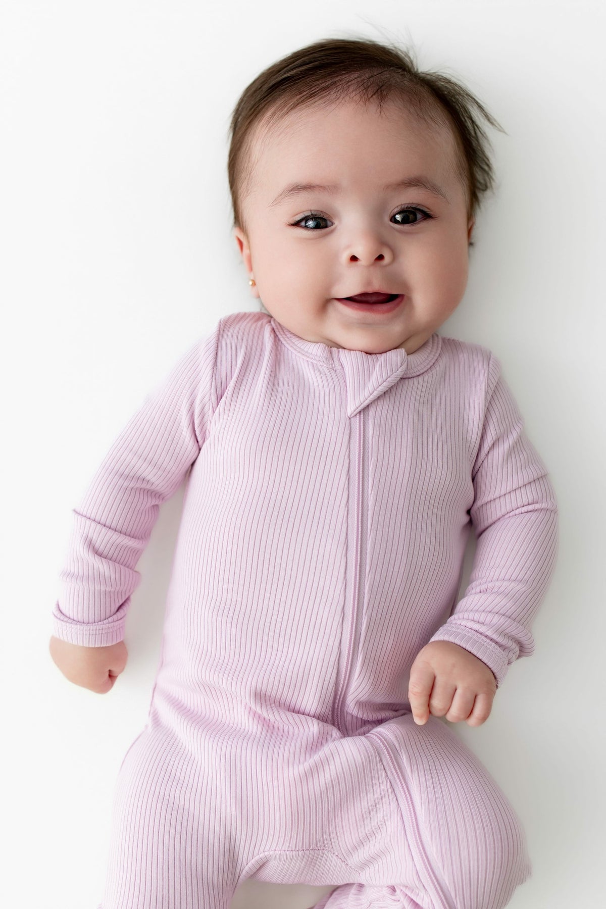 Ribbed Zipper Romper in Thistle | Kyte Baby