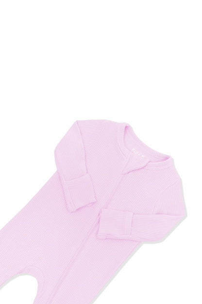 Ribbed Zipper Romper in Thistle | Kyte Baby