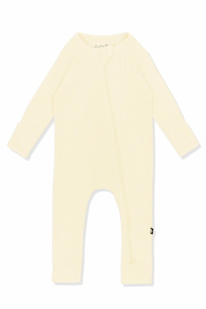 Ribbed Zipper Romper in Chamomile | Kyte Baby