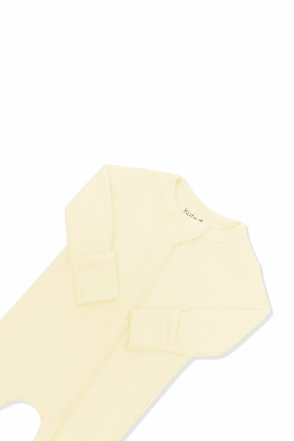 Ribbed Zipper Romper in Chamomile | Kyte Baby