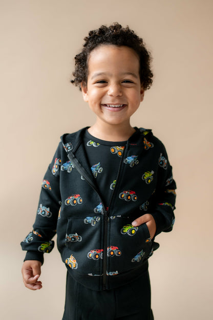 Zip-Up Hoodie in Monster Truck | Kyte Baby