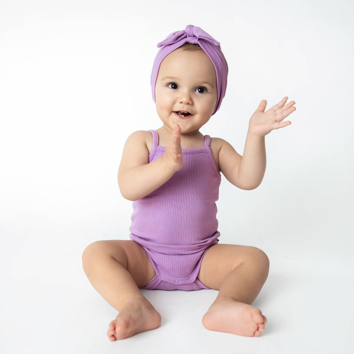 Ribbed Spaghetti Strap Bodysuit in Poi | Kyte Baby