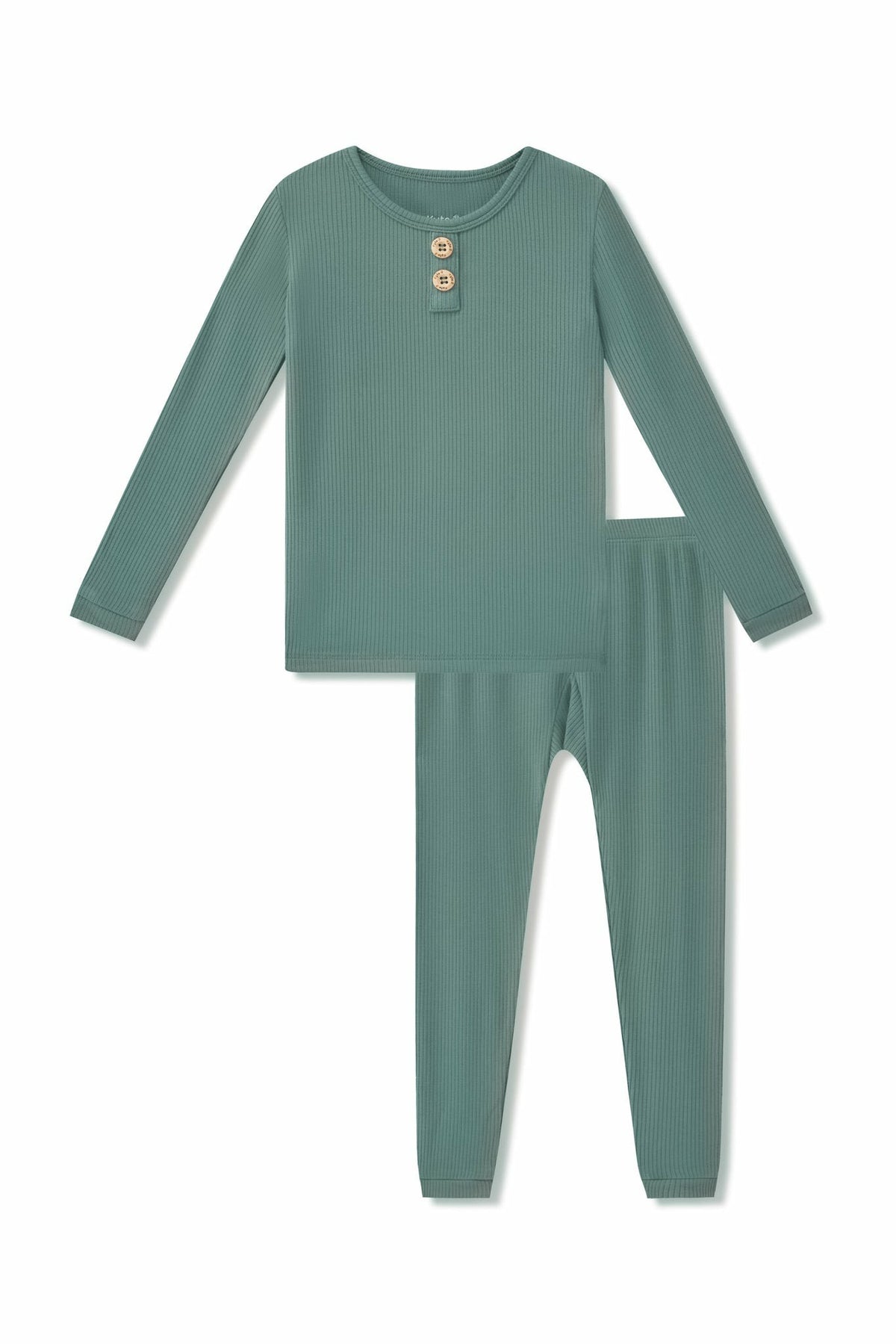 Ribbed Henley Set in Pine | Kyte Baby