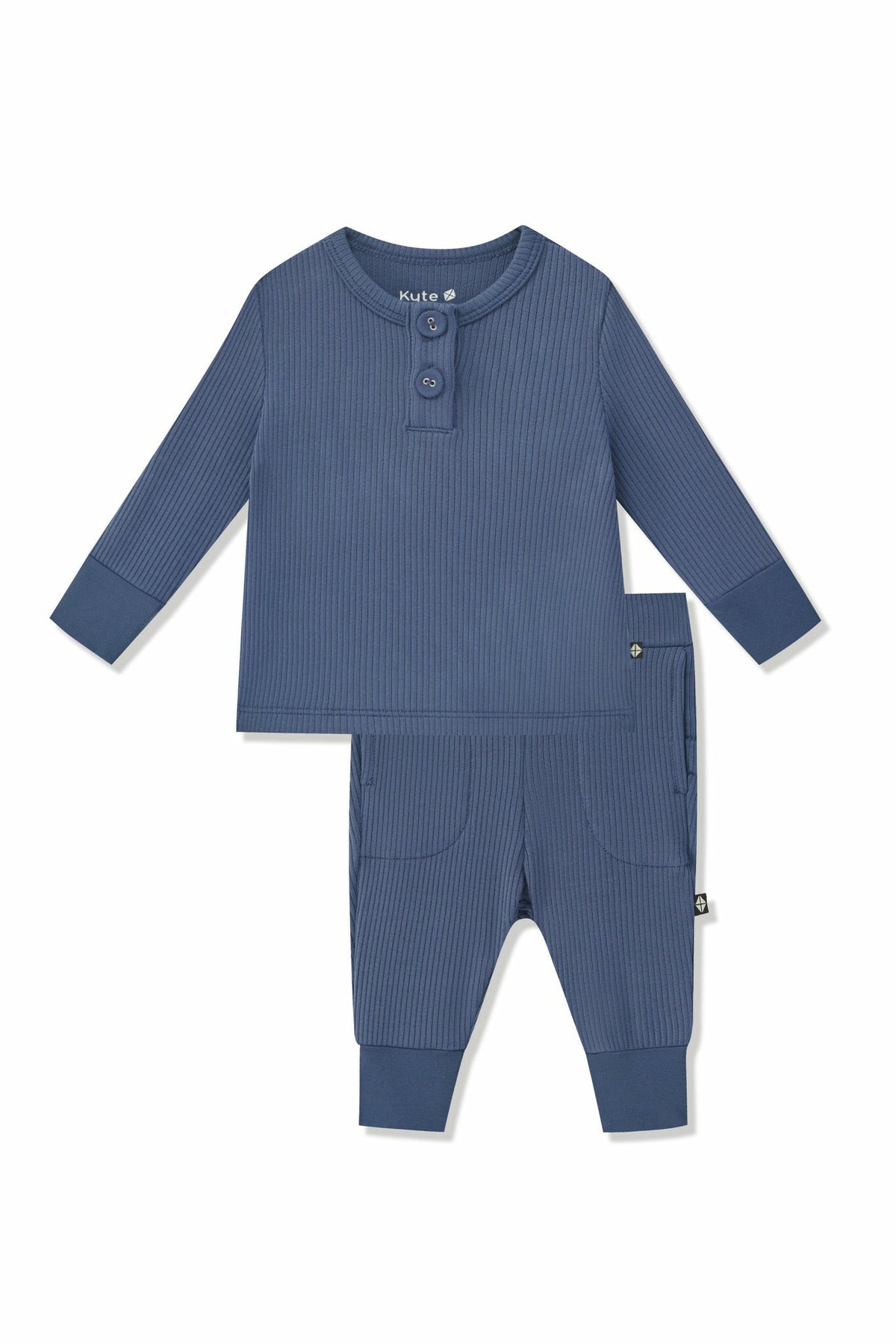 Ribbed Infant Henley Set in Oxford | Kyte Baby