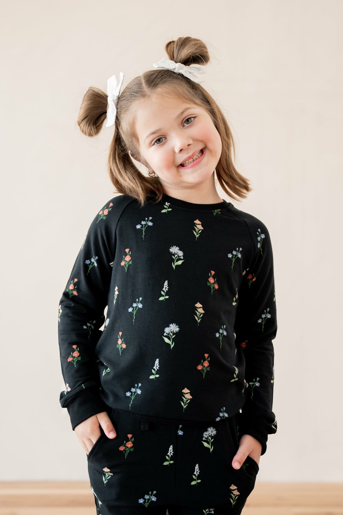 Long Sleeve Jogger Set in Midnight Wildflower | Kyte Baby
