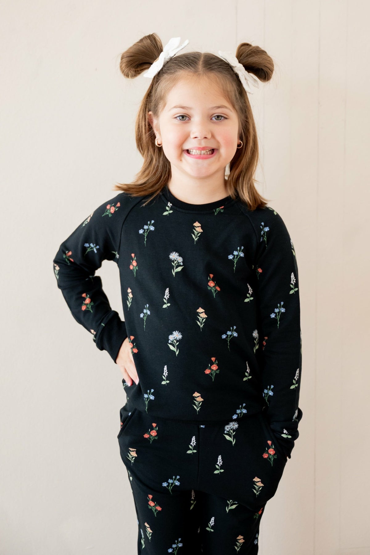 Long Sleeve Jogger Set in Midnight Wildflower | Kyte Baby