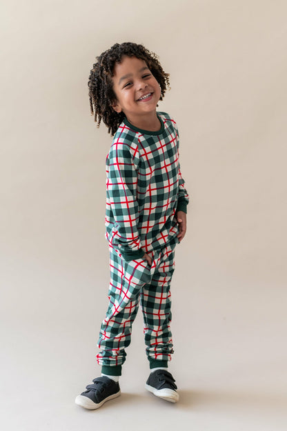 Long Sleeve Jogger Set in Holiday Plaid | Kyte Baby