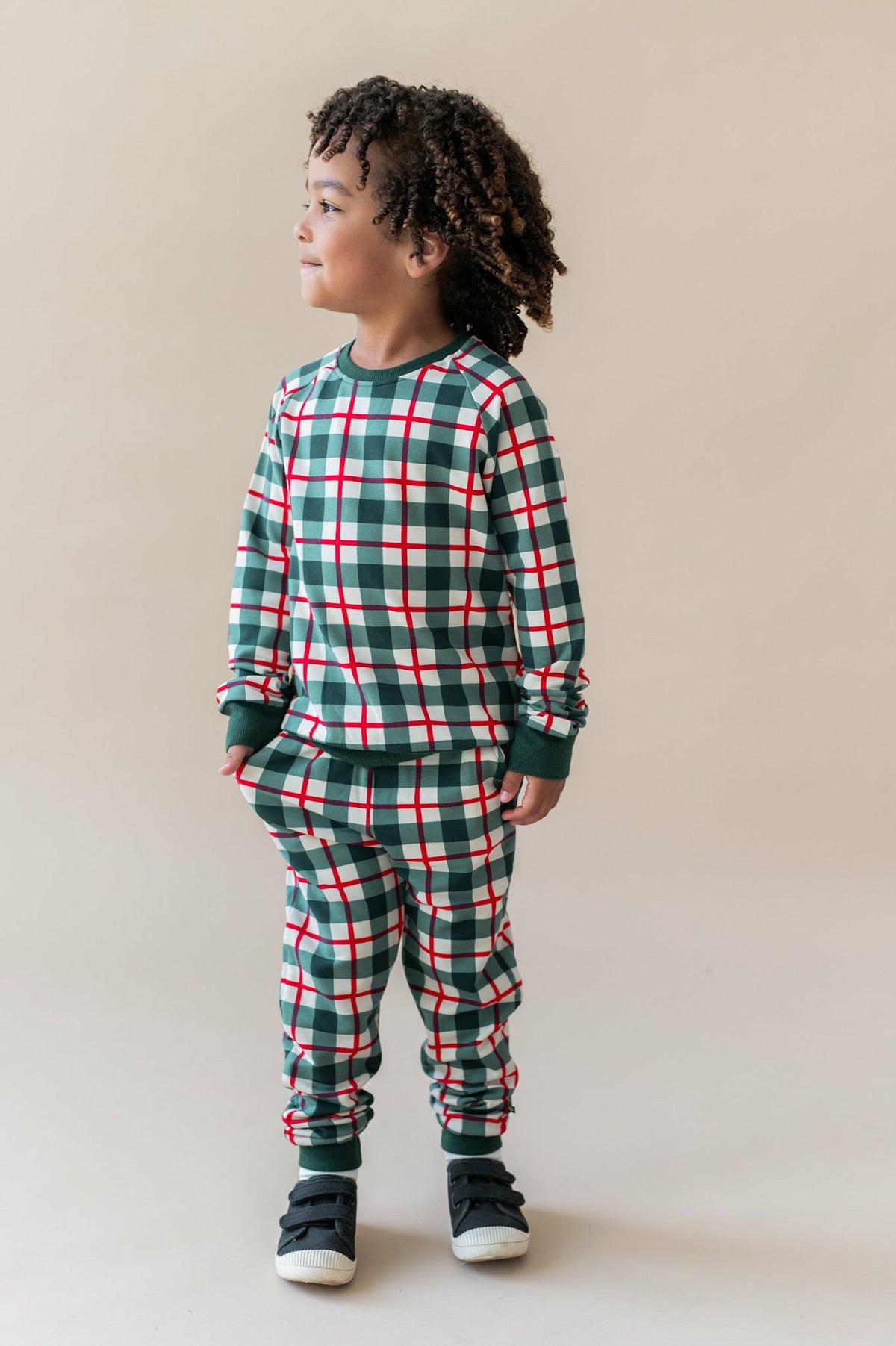 Long Sleeve Jogger Set in Holiday Plaid | Kyte Baby