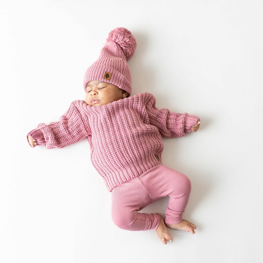 Chunky Knit Sweater in Apple Blossom | Kyte Baby
