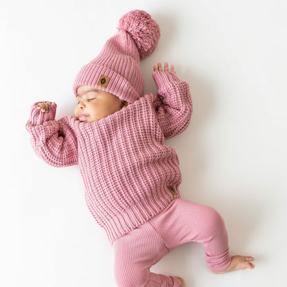 Chunky Knit Sweater in Apple Blossom | Kyte Baby
