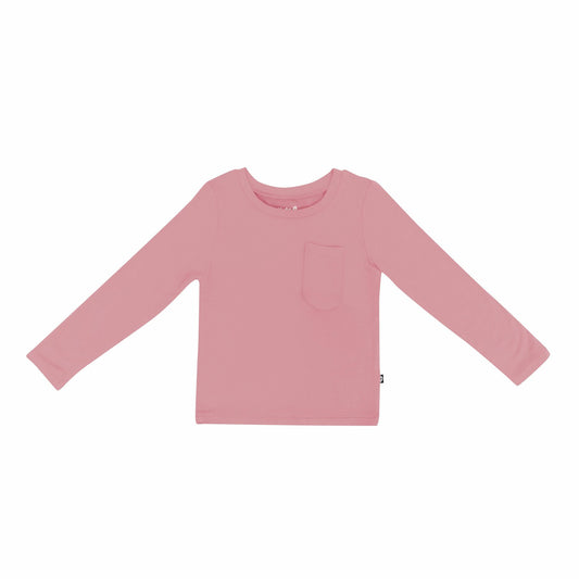 Long Sleeve Toddler Crew Neck Tee in Apple Blossom | Kyte Baby