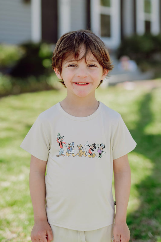 Toddler Basic Tee in Mickey and Friends on Ecru | Kyte Baby