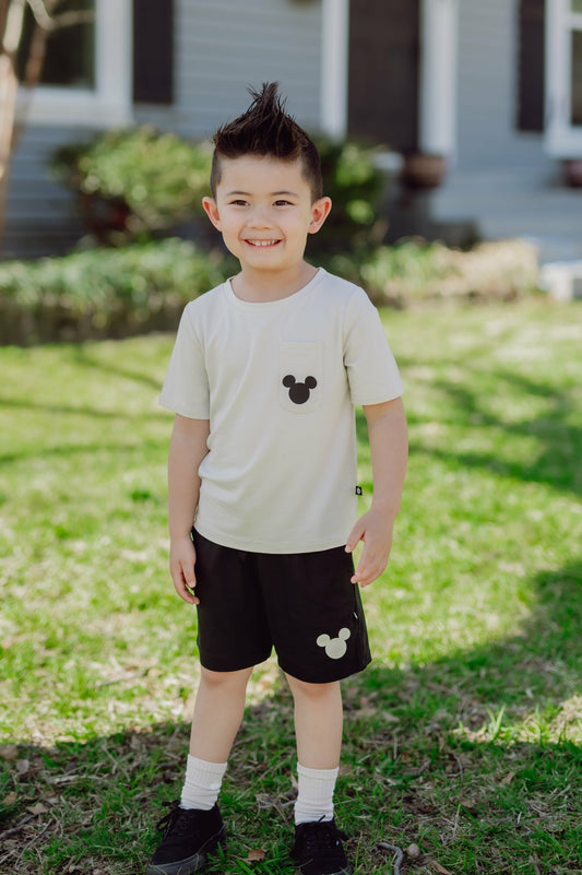 Toddler Crew Neck Tee in Mickey Mouse on Ecru | Kyte Baby