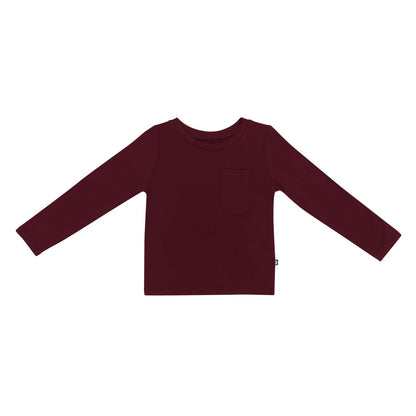 Long Sleeve Toddler Crew Neck Tee in Burgundy | Kyte Baby