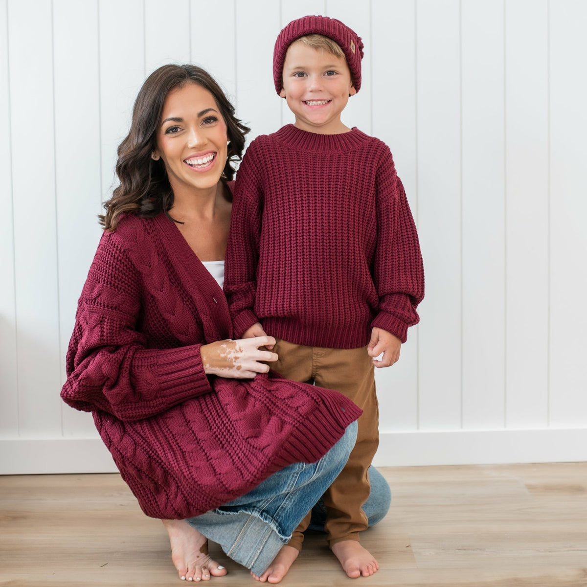Chunky Knit Sweater in Burgundy | Kyte Baby