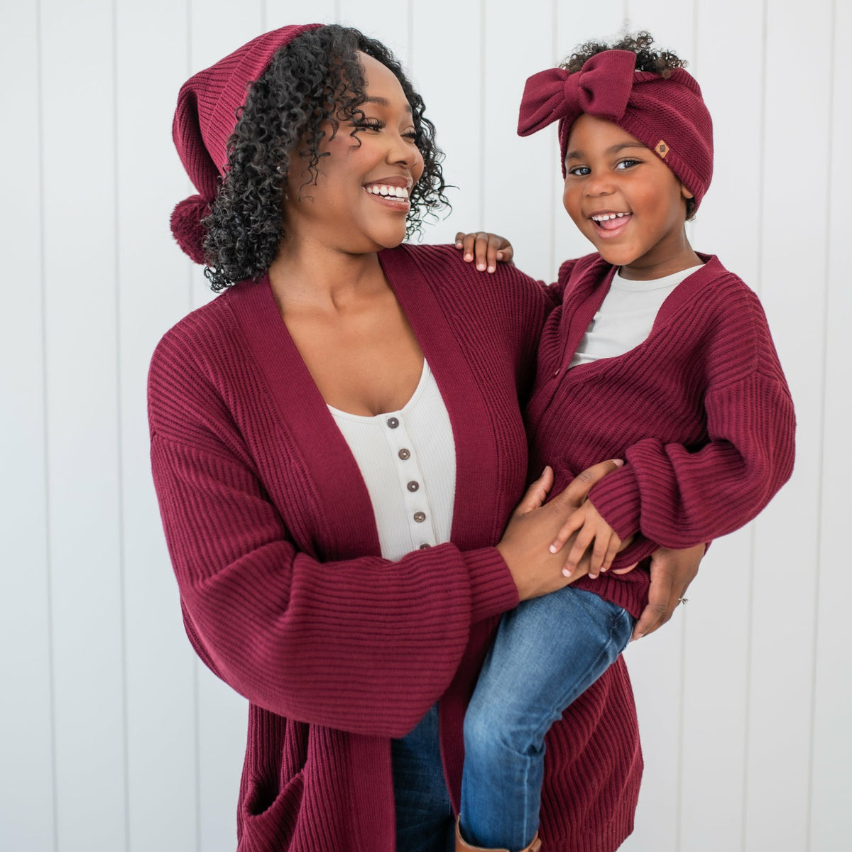 Chunky Knit Oversized Cardigan in Burgundy | Kyte Baby