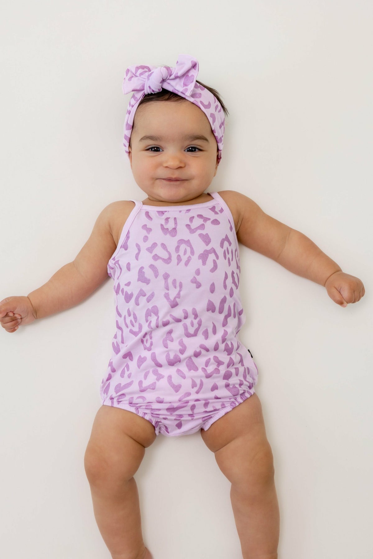 Spaghetti Strap Leotard in Thistle Leopard | Kyte Baby