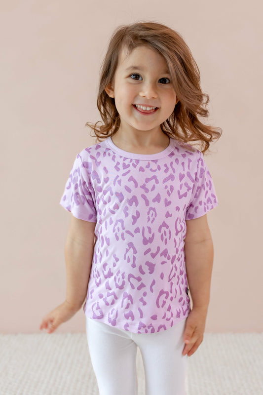 Toddler Basic Tee in Thistle Leopard | Kyte Baby
