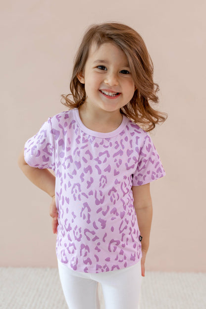 Toddler Basic Tee in Thistle Leopard | Kyte Baby