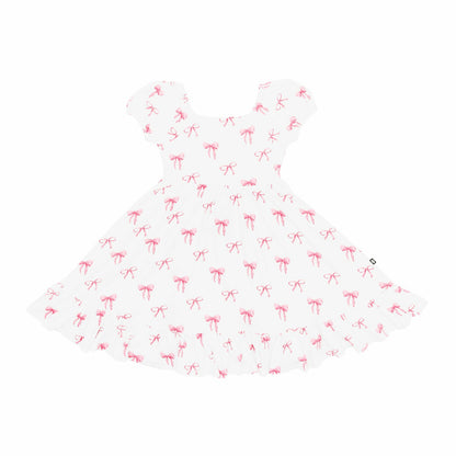 Puff Sleeve Twirl Dress in Bow | Kyte Baby