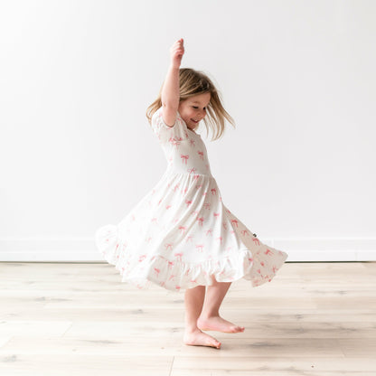 Puff Sleeve Twirl Dress in Bow | Kyte Baby