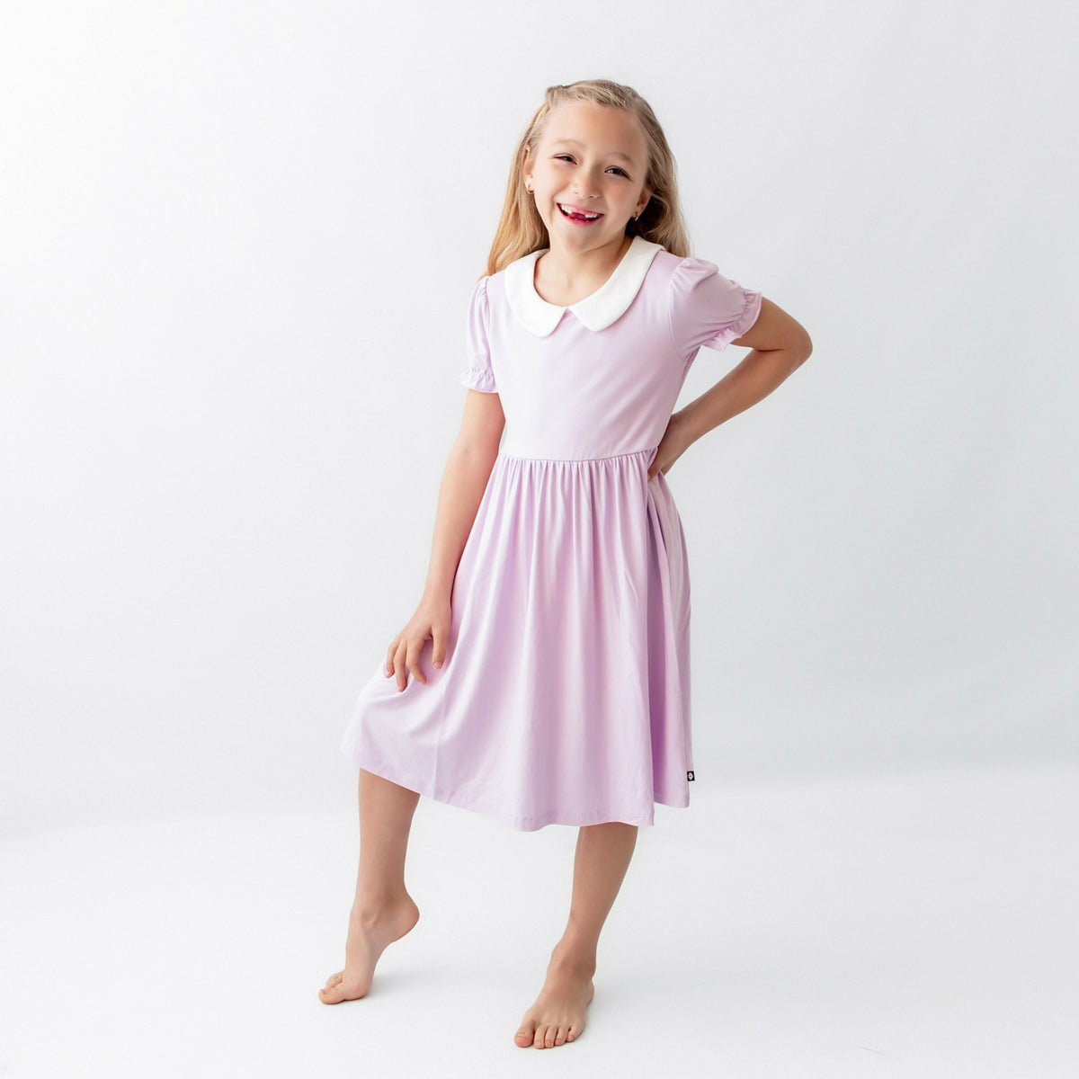 Peter Pan Collar Dress in Thistle | Kyte Baby
