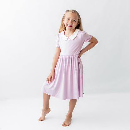 Peter Pan Collar Dress in Thistle | Kyte Baby