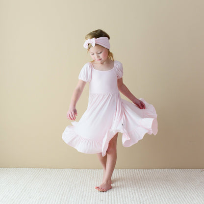 Puff Sleeve Twirl Dress in Sakura | Kyte Baby