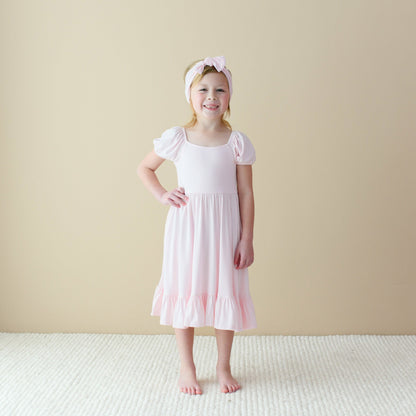 Puff Sleeve Twirl Dress in Sakura | Kyte Baby