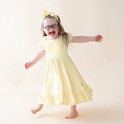 Puff Sleeve Twirl Dress in Chamomile | Kyte Baby