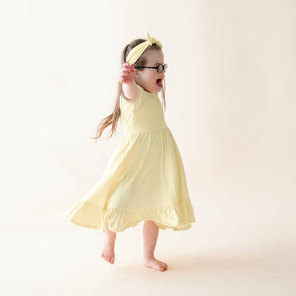 Puff Sleeve Twirl Dress in Chamomile | Kyte Baby