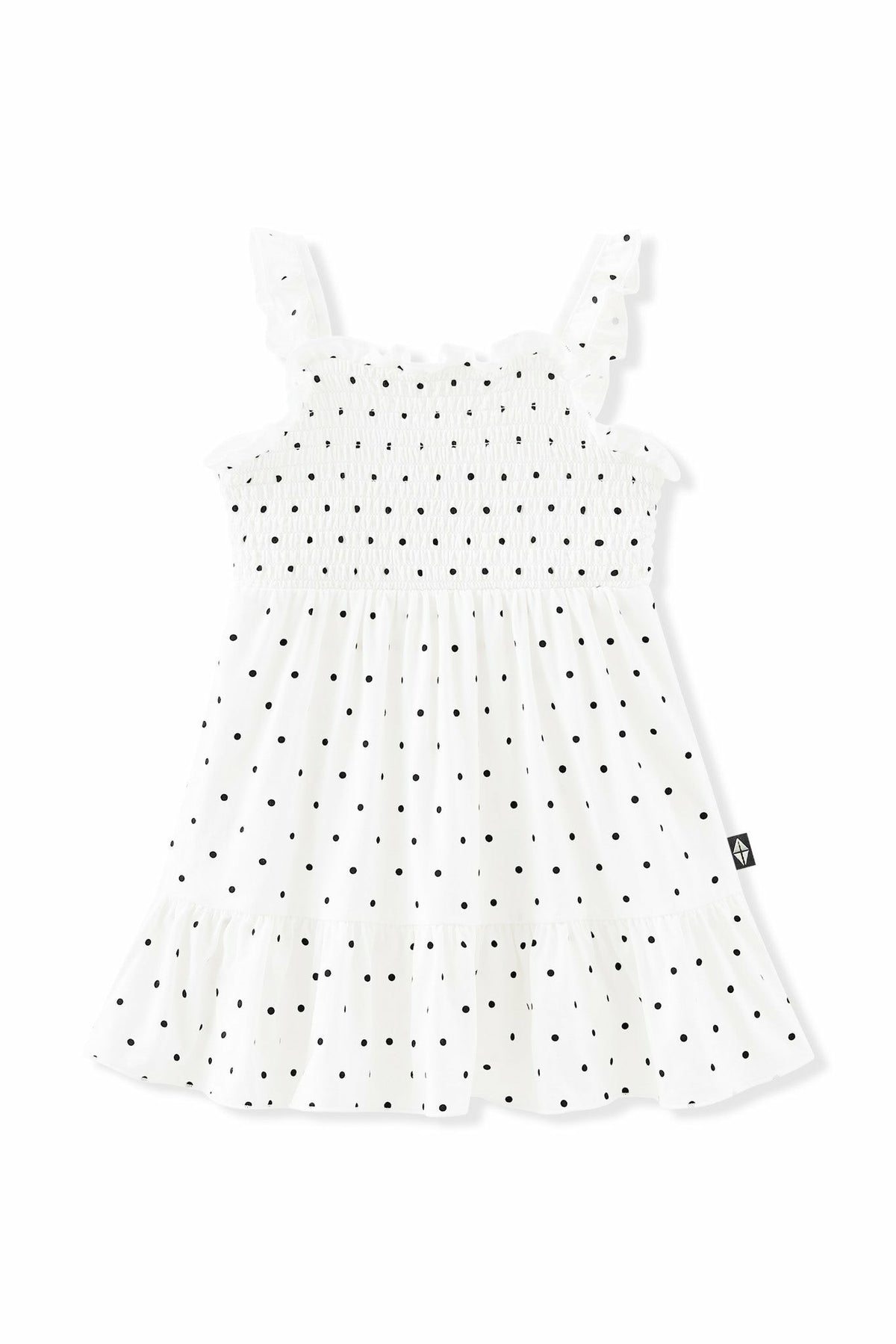 Smocked Dress in Midnight Polka Dot | Kyte Baby