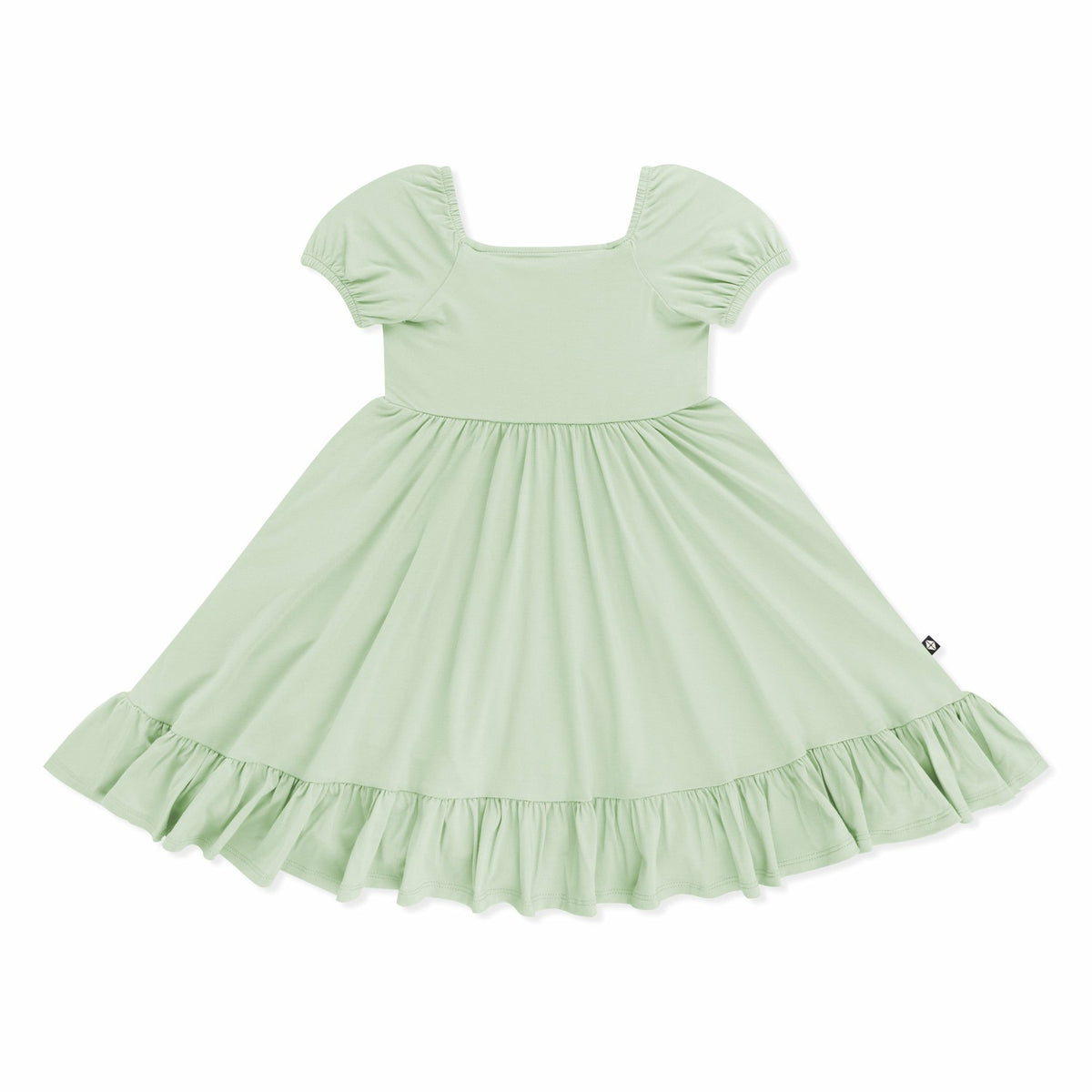Puff Sleeve Twirl Dress in Basil | Kyte Baby