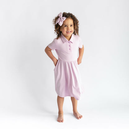 Polo Dress in Thistle | Kyte Baby