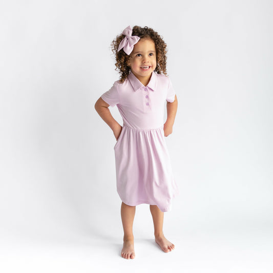 Polo Dress in Thistle | Kyte Baby