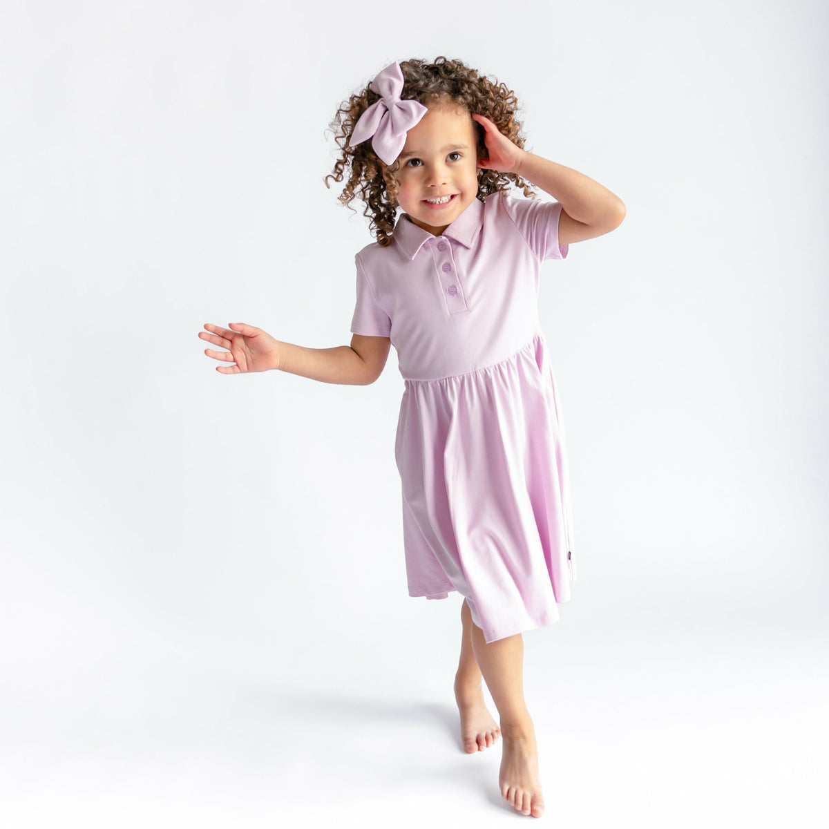 Polo Dress in Thistle | Kyte Baby