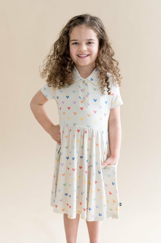 Polo Dress in Pastel Mickey Mouse | Kyte Baby