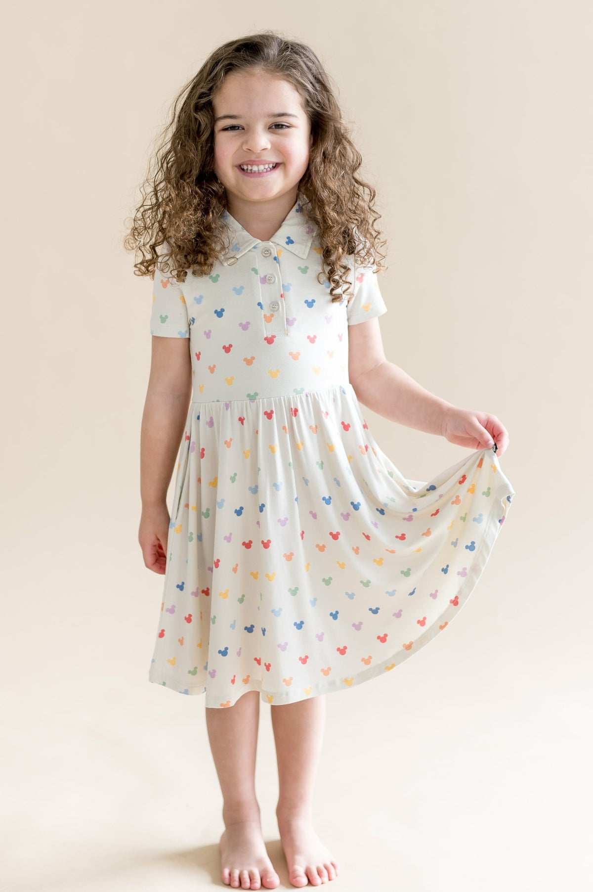 Polo Dress in Pastel Mickey Mouse | Kyte Baby