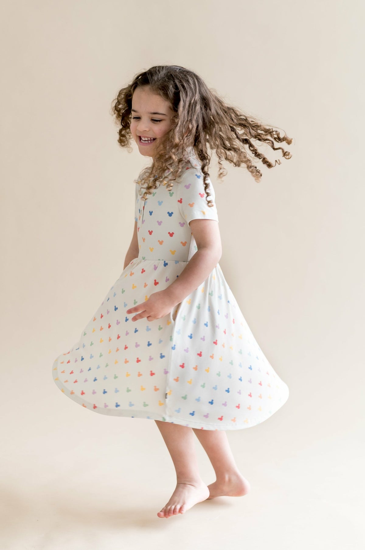 Polo Dress in Pastel Mickey Mouse | Kyte Baby
