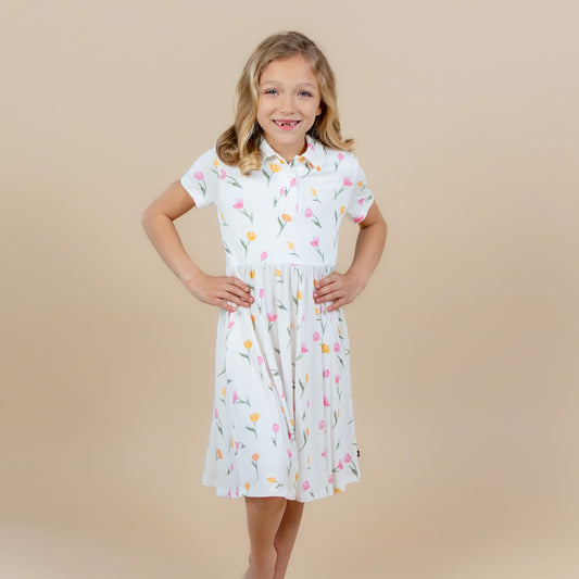 Polo Dress in Tulip | Kyte Baby