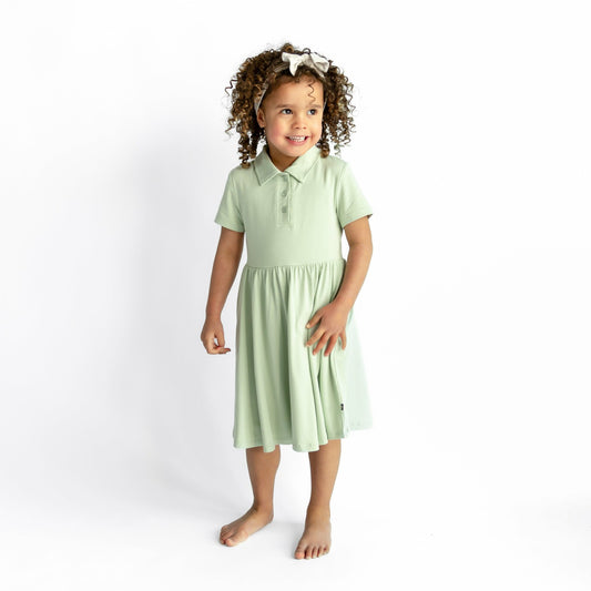 Polo Dress in Basil | Kyte Baby