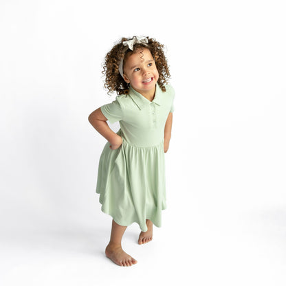 Polo Dress in Basil | Kyte Baby