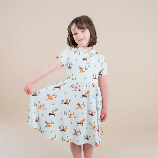 Polo Dress in Winnie the Pooh Hundred Acre Wood | Kyte Baby