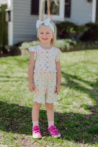 Flutter Sleeve Romper in Pastel Mickey Mouse | Kyte Baby