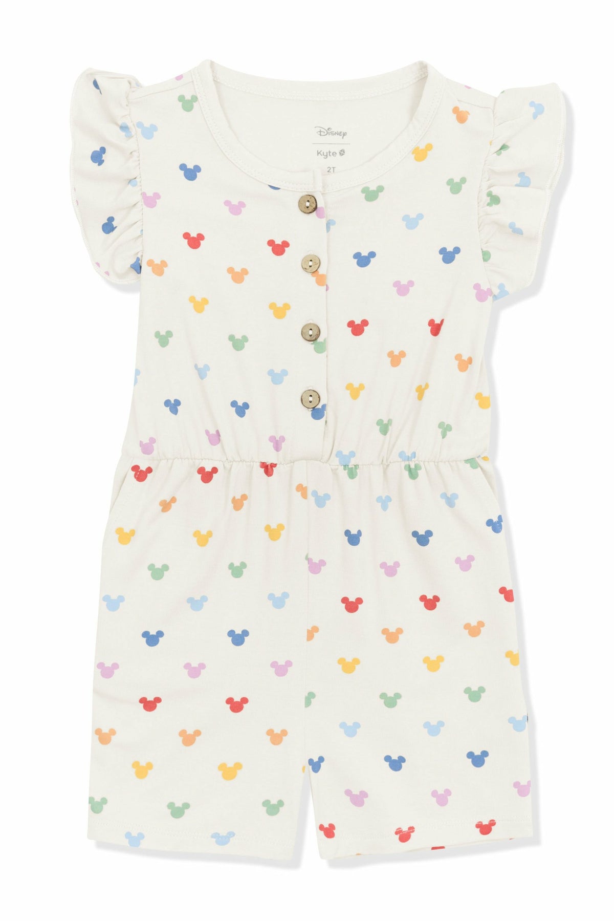 Flutter Sleeve Romper in Pastel Mickey Mouse | Kyte Baby