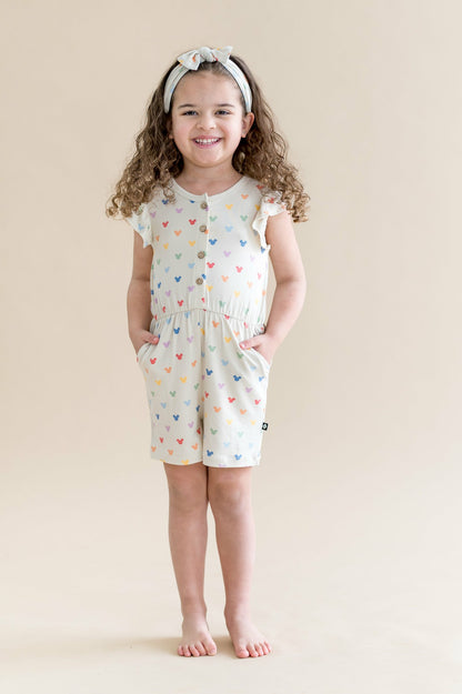 Flutter Sleeve Romper in Pastel Mickey Mouse | Kyte Baby